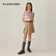 E LAND KIDS 100% cotton children's clothing girls plaid shirt 2025 autumn new product Pink/25 140