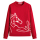Navigare Italian dinghy New Year women's 100% wool sweater Qiji red horse year zodiac knitted sweater 334005503
