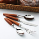 Qiao Bo Lai Korean style ins style spoon 304 stainless steel Western steak knife, fork and spoon Sapele solid wood handle tableware household soup spoon and fork silver knife, fork and spoon 4-piece set