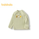 Balabala children's clothing baby bottoming shirt half turtleneck T-shirt boys and girls tops baby autumn and winter cute boys and children white and green tone 00414 80