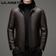 LILANZ利郎冬装男士皮衣外套休闲水貂毛可拆卸保暖皮羽绒服爸爸装男 黑色 M 170