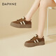 DAPHNE Daphne winter velvet and height-increasing cotton shoes for women 2025 new American campus thick-soled all-match casual sports moral training sneakers caramel color velvet heel height 4cm 35 (225mm)