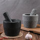 BEYZK cylinder-type garlic pounding stone mortar, pair of nests, pure natural garlic mortar, medicine jar, stone grinder, mortar, black granite special 18 cm cylinder-type polished stone mortar with lid