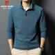 Pierre Cardin sweatshirt men's autumn and winter half-zip stand collar long-sleeved T-shirt men's velvet business casual top gray XL