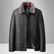 Dad's winter coat, middle-aged men's fur one-piece lapel leather jacket, middle-aged and elderly men's velvet thickened leather jacket, black L 175 size 105-120Jin Jin is equal to 0.5 kg