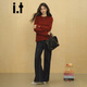 CHOCOOLATEit zodiac year red pullover round neck knitted sweater for women winter new loose warm top red one size