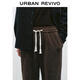 UR2025 new winter men's retro casual elastic waist drawstring plus velvet wide leg pants UML650125