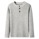 Playboy (PLAYBOY) spring and autumn men's thick knit sweater thick round neck sweater Henry collar three-button pullover sweater for men high-end MJ8523 light gray M /165/105