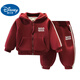 Disney (Disney) Velvet Suit 2025 Autumn and Winter 2025 New Style Boys and Children Thickened Anchor Red Jacket Two-piece Set Burgundy Suit Velvet 100 (Upgraded Model)