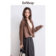 InShop shopping mall same style new women's atmosphere suspender top deep V long-sleeved shirt contrasting color two-piece set coffee color M