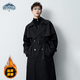 Dingfengbaoluo Korean style windbreaker men's autumn and winter cotton thickened warm and cold-proof long coat XKF68 black L