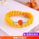 Gnomanman Chicken Fat Yellow Beeswax Bracelet Women's Amber Multi-circle Bracelet Ethnic Style Round Beaded Bracelet Beads 8mm