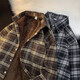 Autumn and winter retro plaid plus velvet thickened shirt men's American retro trendy brand loose coat long-sleeved shirt brown plus velvet XL recommended 120-140Jin Jin equals 0.5 kg