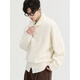 Earl Zall turn-down turtleneck Earl Zall 25 winter style wool sweater men's pullover sweater Henry collar top vanilla white (imitation alpaca loop yarn) M 170