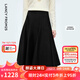 Langzi Wool A-line Black Hepburn Style Skirt Temperament Versatile Commuting Style Midi Long Skirt 2025 New Black M