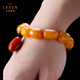 Layun Feiyin beeswax bracelet with chicken fat yellow old beeswax natural amber rough stone for men and women Nanhong accessories bracelet about 35 grams (with certificate)