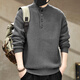 Jingulai American retro heavyweight Henry collar sweater men's winter new warm velvet feel winter sweater men's sweater dark gray L weight 130-145Jin Jin is equal to 0.5 kg
