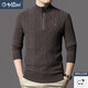 Goldlion Pure Cashmere Sweater Men's Half-High Zip Collar Knitted Sweater Middle-aged Winter Thickened Pullover Wool Sweater Sunset Gray Sunset Gray M /165