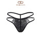 Lace mark Vineman lace men's thong sexy lace low-waist underwear single black M