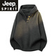 JEEP SPIRIT Jeep winter thickened and warm American Henry collar hooded sweater men's lazy autumn and winter loose sweater casual foggy black gray M