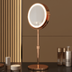 Large LED makeup mirror that can be raised and lowered. Telescopic double-sided illuminated mirror. Desktop magnifying mirror. Desktop beauty mirror can be adjusted in height. 9 inches. Silver. European and American models. 5x magnification.