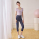 Yoga wear women's suit 2025 new high-end sense with chest pad all-in-one Pilates good-looking fitness summer short-sleeved Fengxin purple short-sleeved + blue-gray cropped pants S