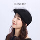 Xuanzi jewelry, elegant mesh beret, autumn and winter atmosphere hat, newsboy hat for women, black M (56-58cm)