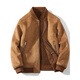 Yu Mengxindi frosted suede leather jacket for men in autumn and winter new suede wool jacket baseball jacket fur all-in-one jacket light brown L recommended 95/125 Jin Jin equals 0.5 kg