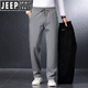 JEEP SPIRIT Jeep High-end Casual Pants Men's Autumn and Winter Men's Pants Plus Velvet Warm Long Pants Straight Leg Loose Sports Pants Men's Gray-7057B Nine Points XL