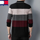 TOME BORNEK high-end 100% pure woolen sweater for men in spring and autumn knitted striped casual middle-aged dad thin long-sleeved sweater for men 1162 black red