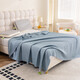 Yusenyi Class A Waffle Cool Silk Cover Blanket Summer Multifunctional Double-sided Summer Quilt Lunch Break Air Conditioning Blanket Machine Washable Class A Waffle Cool Silk - Silent Blue 100x150cm (Kindergarten Cover Blanket)