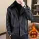 ARMANI EXCHANGE Armani winter double-layer collar fake two-piece velvet men's leather jacket this year's trend pu washed leather jacket 98869 black velvet L about 90-110Jin Jin equals 0.5 kg