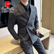 Pierre Cardin (Pierre Cardin) double-breasted suit men's suit business professional formal wear groom wedding dress men's high-end casual suit suit XZ338 black double-breasted single-piece suit 2XL (140-155Jin Jin equals 0.5 kg)