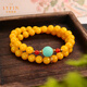La Yun Feiyin Multi-circle Beeswax Bracelet Women's Chicken Oil Yellow Amber Bracelet Turquoise with Beads Original Niche Design Multi-circle Beeswax Bracelet