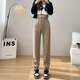 Ceium Kifmim special long pants for tall women, extra long winter warm plus velvet thickened sweatpants, loose legged casual pants, 100cm long, caramel color, polar fleece bloomers, M