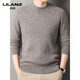 Lilan men's thickened woolen sweater round neck yak sweater sweater for middle-aged and elderly dad solid color winter knitted sweater Persian red thickened 4XL (190)