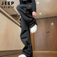 JEEP SPIRIT Jeep black overalls for men and women in autumn and winter loose velvet optional casual trousers black XL