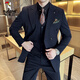 Woodpecker (TUCANO) double-breasted suit for men, casual and versatile business formal work clothes, trendy slim wedding suit, dark gray XL (suitable for 126-140 Jin Jin equals 0.5 kg)