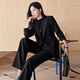 BAFEIYA goddess style big-brand professional commuting versatile suit for women high-end western style slim slim suit two-piece suit navy long-sleeved suit + wide-leg pants 2XL