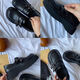 Spring college style thick-soled loafers for women with belt buckles, versatile casual shoes, small leather shoes, black - ready stock 36 36