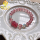 MARDOTG Strawberry Crystal Pixiu Bracelet for Women Pink Crystal Bracelet Girl Birthday Gift 8mm Bead Diameter