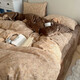 Yalu double-layer gauze washed cotton plus velvet bed four-piece set autumn and winter milk velvet quilt cover sheet bedding three-piece set Zhiqiu A side double layer gauze B side baby velvet 1.8m bed sheet style four-piece set (quilt cover 200*230cm)