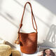 Pomelo Genuine Leather Handwoven Bucket Bag for Women 2025 New Single Shoulder Underarm Bag Crossbody Bag Beach Bag White Small Size
