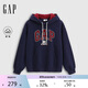 Gap Women's 2025 Autumn New Three-dimensional Foam Printed Logo Fleece Loose Hooded Sweatshirt Top 792495 Gap Women's 2025 Autumn New Three-dimensional Foam Printed Logo Fleece Loose Hooded Sweatshirt Top 792495