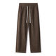 Catman wheat ear pattern plus velvet casual pants for men in spring and autumn corduroy loose straight trousers drapey anti-wrinkle wide leg sports pants ergonomic pants apricot spring style no ironing easy to take care of L height 165-178 weight 125-135