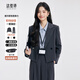 Dajiashi Gray Suit Suit Female Small Interview Formal Wear Ladies College Workplace Commuting Casual Suit Jacket Dark Gray Suit Jacket Loose Fit Narrow Shoulder Pat One Size Small S