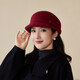 Autumn and winter woolen mother's equestrian hat for women, high-end bow, elegant retro small fragrant style duck hat, burgundy, one size fits all