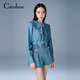CAROLINE Tencel Cotton Denim Caroline 2025 Autumn New Doll Collar Shirt ERC4C02C Blue L