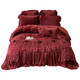 Fantasy wedding four-piece milk velvet festive quilt cover big red baby velvet bed sheet bed cover dowry rose melody-red bed sheet 1.8m bed sheet four-piece set quilt cover 200x230