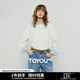 Chuyu pure cotton long-sleeved shirt for women 2025 autumn new style stitching plaid design niche shirt commuting top off-white L